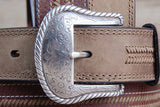 36 In Roper Western 1.5" Wide Crazy Horse Leather Laced Mens Cowboy Belt Brown