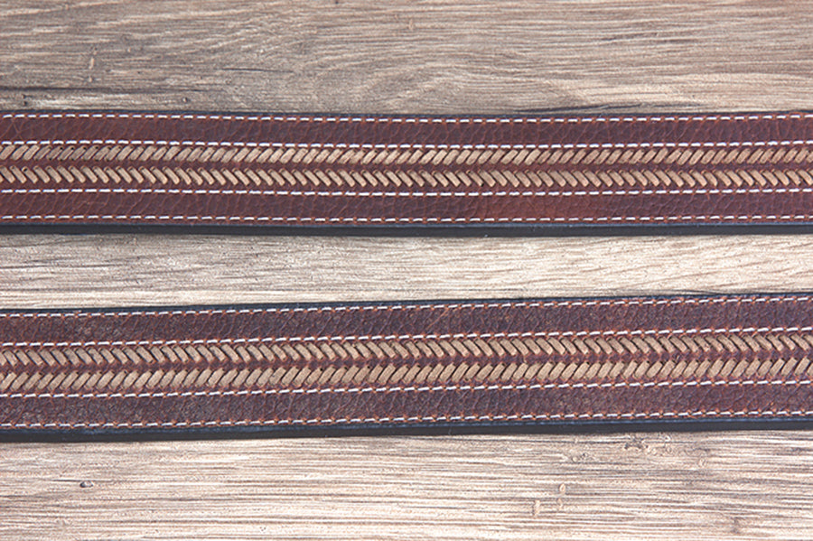 36 In Roper Western 1.5" Wide Crazy Horse Leather Laced Mens Cowboy Belt Brown