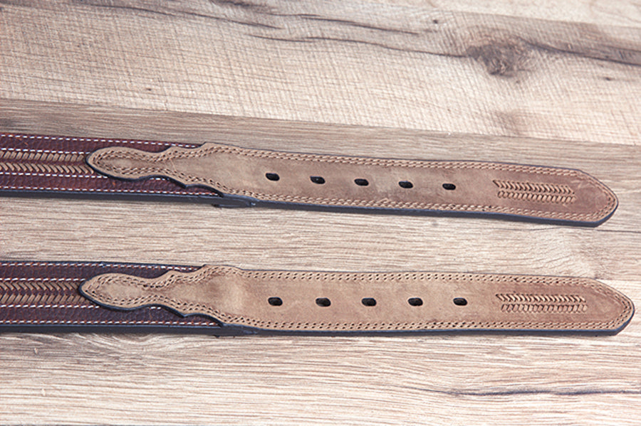 36 In Roper Western 1.5" Wide Crazy Horse Leather Laced Mens Cowboy Belt Brown