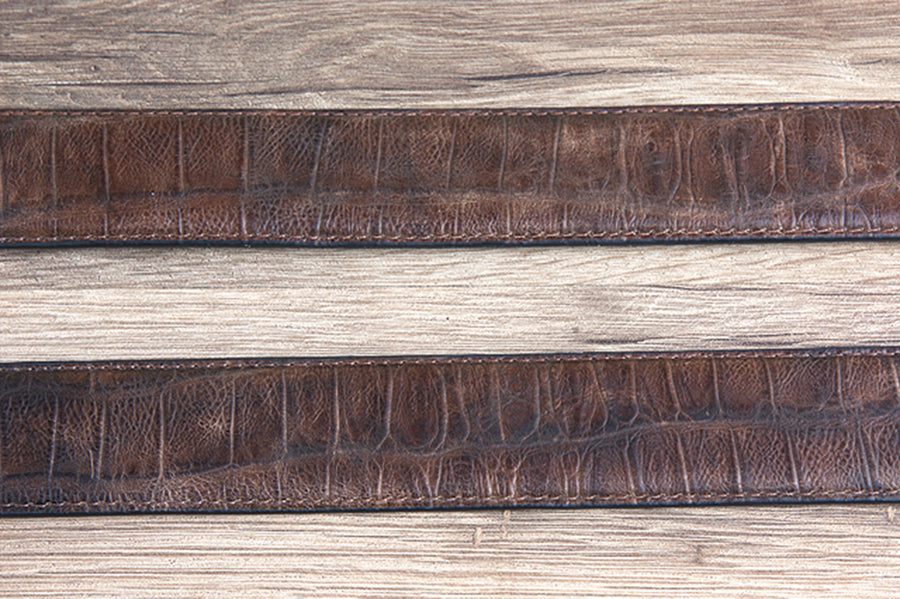 42" Roper Western 1.5" Gator Print Leather Cowboy Mens Belt Silver Buckle Cognac