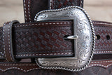 32" Roper Western 1.5" Elephant Print Basketweave Ends Mens Cowboy Belt Brown