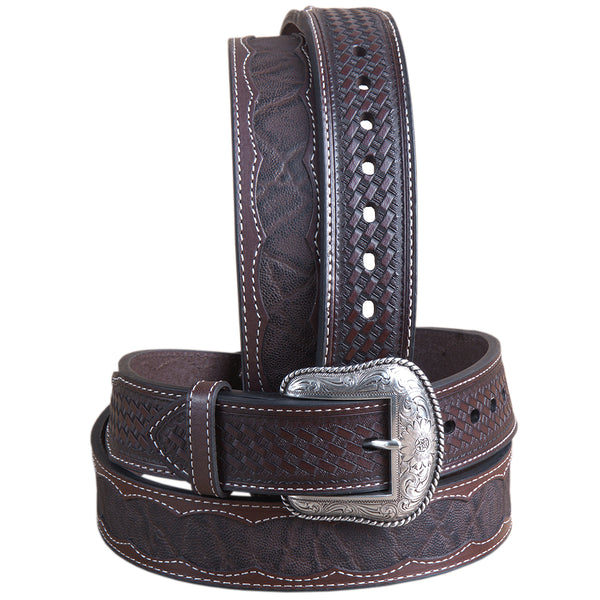 42" Roper Western 1.5" Elephant Print Basketweave Ends men's Cowboy Belt Brown - Uhorse