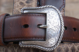 44" Roper W. 1.5" Crazyhorse Distressed Leather Mens Cowboy Belt Brown