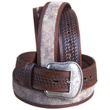 36" Roper Western 1.5" Dude Taupe Leather Basketweave Ends Mens Cowboy Belt