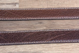 John Deere Men's Crazy Horse Leather Cowboy Belt  Silver Floral Engraved Buckle