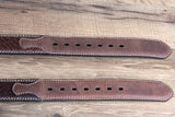 46" G Bar D Wide Crazy Horse Leather Tabs Mens Cowboy Belt Silver Buckle Brown