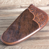 M&F Western Gun Case Nocona Floral Embossed Overlay Calf Hair Leather Tan