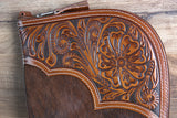 M&F Western Gun Case Nocona Floral Embossed Overlay Calf Hair Leather Tan