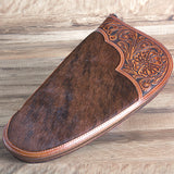 M&F Western Gun Case Nocona Floral Embossed Overlay Calf Hair Leather Tan