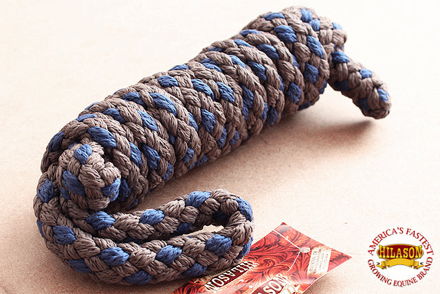 Hilason Horse Riding Poly Lead Rope Brown Tan 1/4" X 8 Ft.