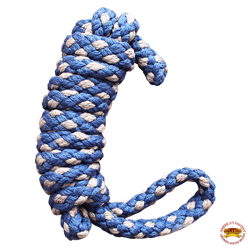 Hilason Horse Riding Poly Lead Rope Blue Tan  1/4" X 8 Ft. Tan Blue