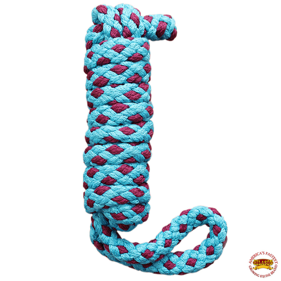 Hilason Horse Riding Poly Lead Rope Turquoise Brown 1/4" X 9 Ft. - Uhorse