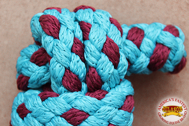 Hilason Horse Riding Poly Lead Rope 1/4" X 9 Ft. Red Turquoise