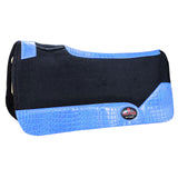 Western Wool Felt Horse Saddle Pad Light Blue Alligator Leather