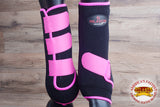 Black Pink Large HILASON Horse Medicine Sports Boots Rear Hind Leg