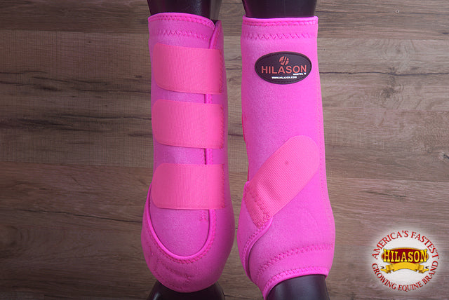 Pink Medium HILASON Horse Medicine Sports Boots Rear Hind Leg Small