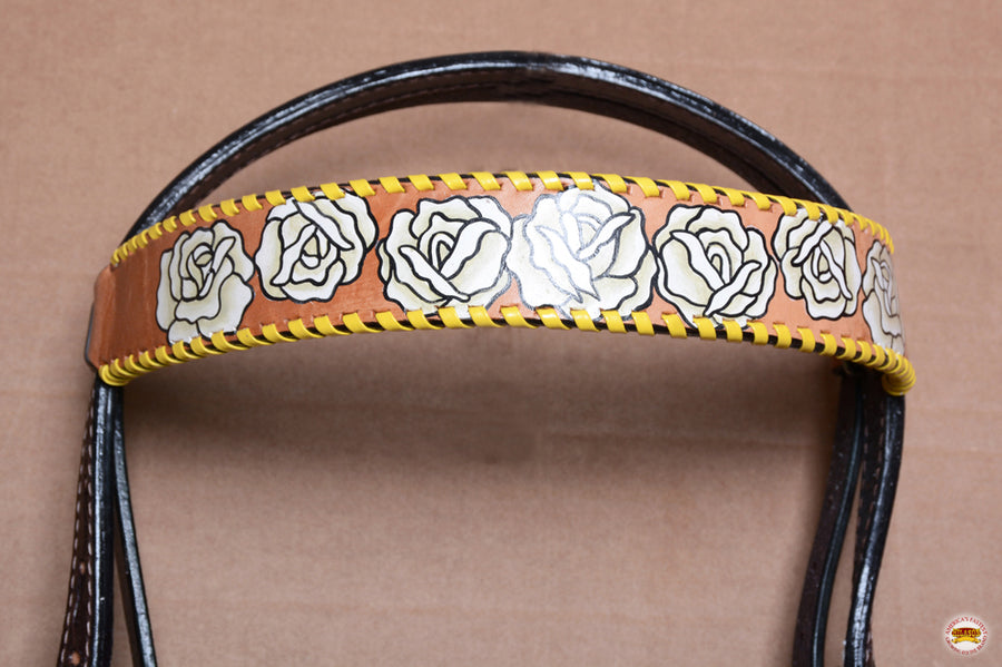 HILASON Western Horse American Leather Headstall Breast Collar Tack Tan