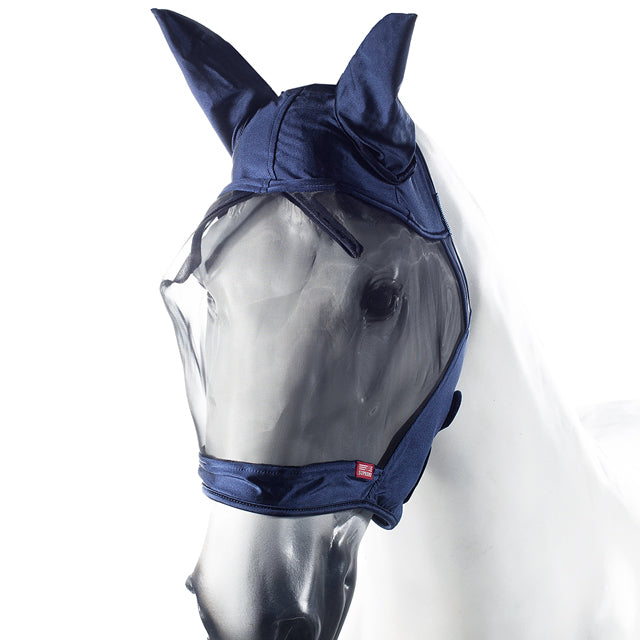 Large Horze Cayman Horse Summer Comfortable Polyester Net Fly Mask Blue - Uhorse