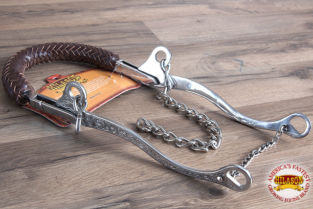 HILASON Western Horse Mouth Steel Engraved Shank 9-1/2" Cheek Hackamore Bit | Stainless Bits Racing for Horses