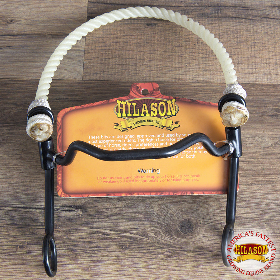 5-1/2" Hilason W. Black Steel Quick Stop H. Mouth Bit W/ Rope Noseband by Hilason – Cowboy and equestrian accessories