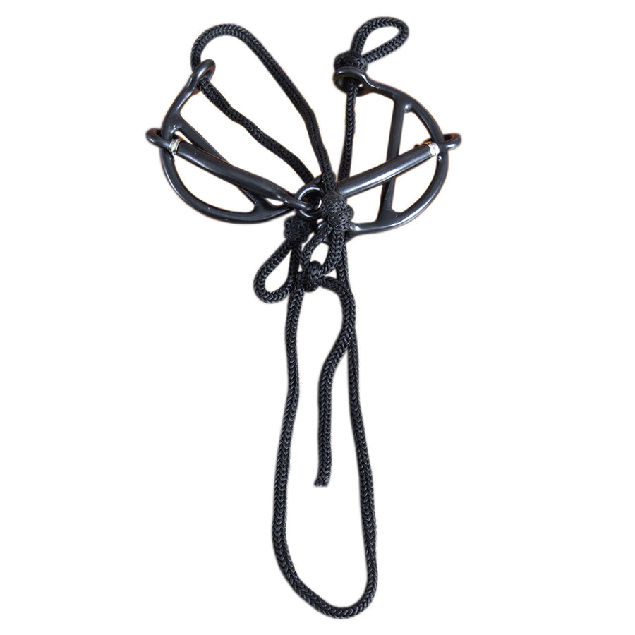 Hilason W. Black Steel 5-1/4" H. Mouth Snaffle Gag Bit W/ Pp Strap – by Hilason – Cowboy and equestrian accessories