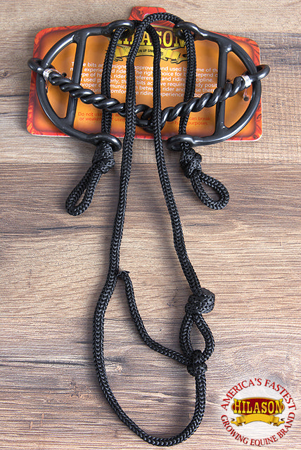Hilason Western Black Steel 5-1/4" Horse Twisted Wire Mouth Gag Bit W/ Pp Strap