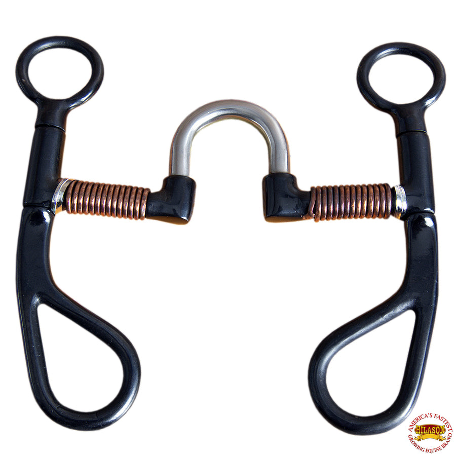 Hilason Black Steel Colt Copper Wire Wrap Correction Mouth H. Bit – by Hilason – Cowboy and equestrian accessories