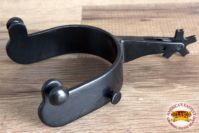 Hilason Black Steel Horse Riding Men Rodeo Spurs 30 Degree Offset