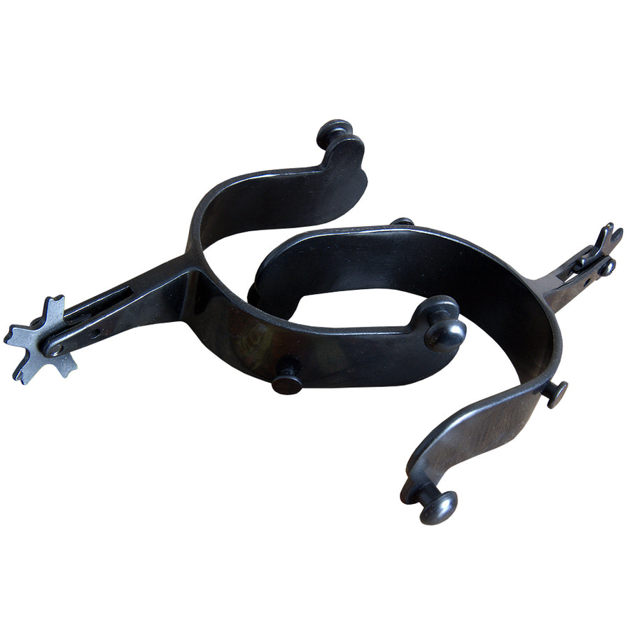 Hilason Black Steel Horse Riding Men Rodeo Spurs 30 Degree Offset