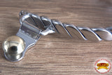 Hilason Chrome Plated Roping Men Spurs Twisted Wire Band Solid Brass Rowel