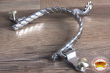 Hilason Chrome Plated Roping Men Spurs Twisted Wire Band Solid Brass Rowel