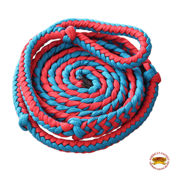 1" X 8Ft Hilason Braided Poly Barrel Reins Horse Racing Flat Grip Knots - Uhorse