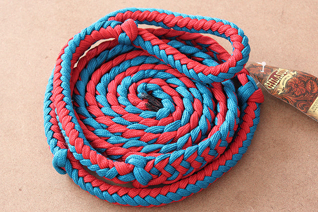 1" X 8Ft Hilason Braided Poly Barrel Reins Horse Racing Flat Grip Knots