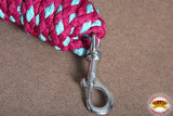 Hilason Horse Riding Poly Roping Lead Rope Burgundy 1/4"X8 Ft Snaps