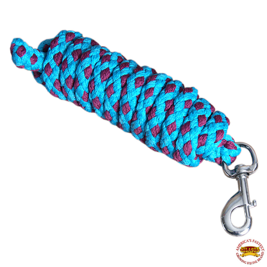 Hilason Horse Riding Poly Roping Lead Rope Burgundy 1/4"X8 Ft Snaps
