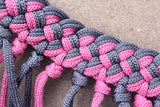 Hilason Horse Braided Cord Breastcollar Fringes Black Pink