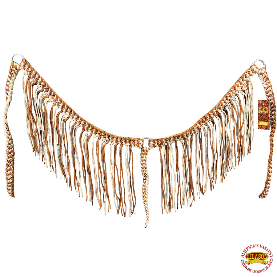 Hilason H. Braided Cord Breastcollar Fringes Tan Brown by Hilason – Cowboy and equestrian accessories