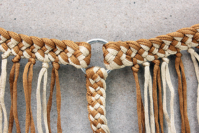 Hilason Horse Braided Cord Breastcollar Fringes Tan Brown