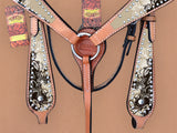 Hilason Western Horse Floral Headstall Breast Collar Set American Leather