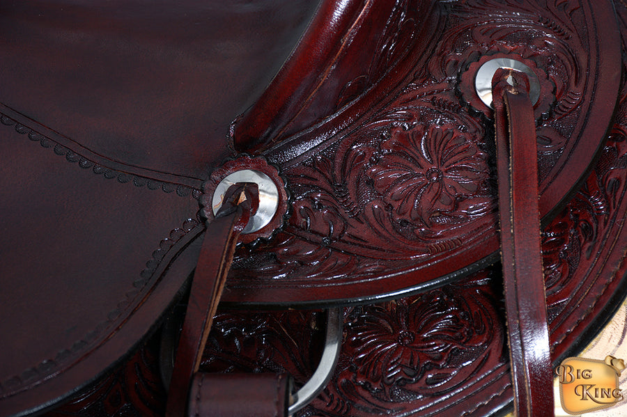 HILASON Western Horse Wade Saddle American Leather Ranch Roping Mahogany | Hand Tooled & For Horses