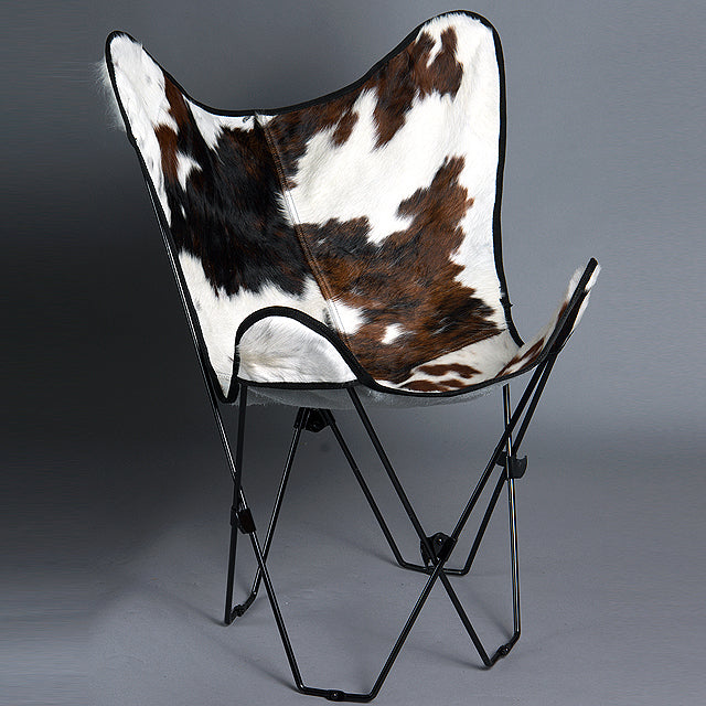 Genuine Leather Butterfly Chair Folding Lounge Modern Sling Accent Seat