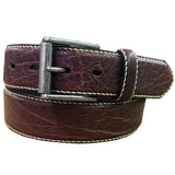 John Deere Men's Genuine Western Leather Belt Brown Antique Nickel Buckle