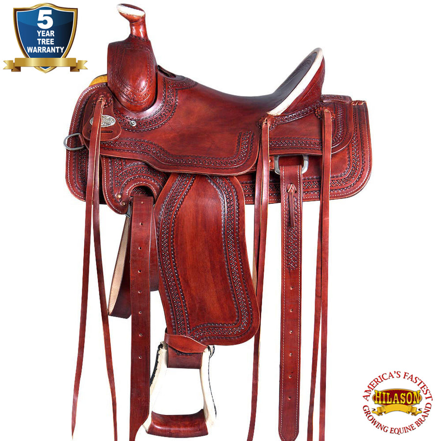 17 W. H. Wade Saddle American Leather Ranch Roping Hilason by Hilason – Cowboy and equestrian accessories