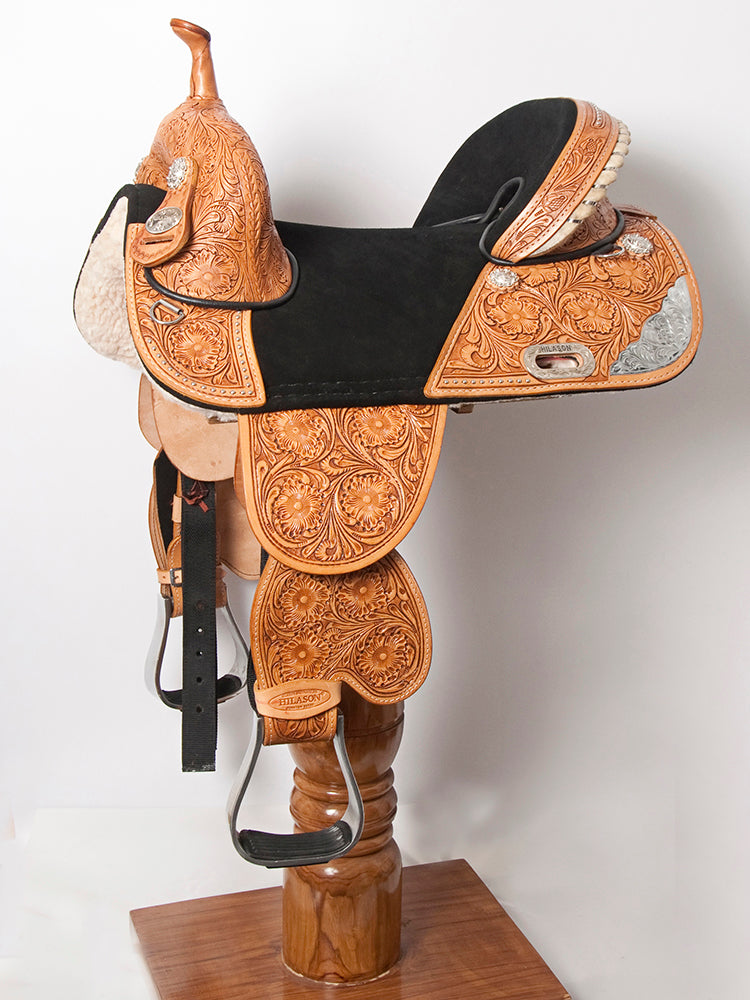 HILASON Western Horse Treeless Trail Barrel Saddle American Leather | for Horses