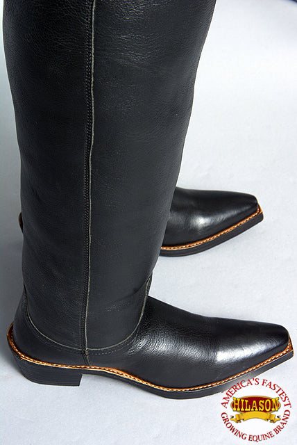 Hilason Black Biker Genuine Leather Men Thigh Long Boots Shoes