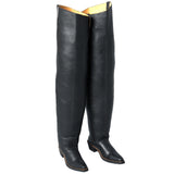 Hilason Black Biker Genuine Leather Men Thigh Long Boots Shoes