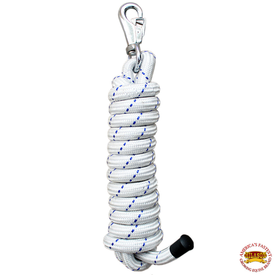 Horse Roping Lead Rope Riding Poly White 1/4"X8 Ft Snaps - Uhorse