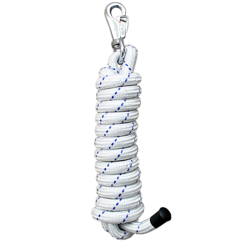 Horse Roping Lead Rope Riding Poly White 1/4"X8 Ft Snaps