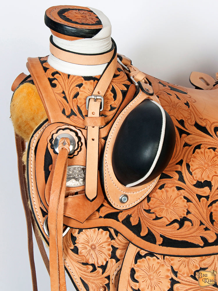 HILASON Western Horse Wade Saddle American Leather Ranch Roping Tan | Hand Tooled & For Horses