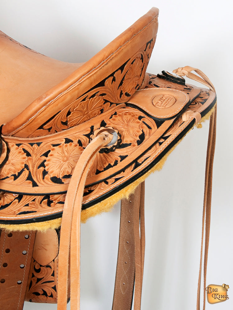 HILASON Western Horse Wade Saddle American Leather Ranch Roping Tan | Hand Tooled & For Horses
